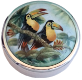 Toucans Paperweight (APWR-KBT)    3.14" diameter.  Hand painted by Nigel Creed. Limited Edition of 30.