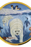 Polar Bear Bowl (AB1-PB)  4.5" diameter. Freehand painted by Sandra Selby. Limited Edition of 25.