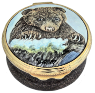 Brown Bear (PQ-BB) 1.25" diameter. Freehand painted by Sandra Dance. Limited Edition of 75.