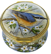 Nuthatch (PSS-NH)  1.57" diameter. Limited Edition of 30. Freehand painted by Sandra Selby.