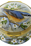 Nuthatch (PSS-NH)  1.57" diameter. Limited Edition of 30. Freehand painted by Sandra Selby.