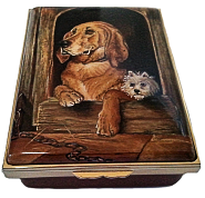 Dignity & Impudence (Halcyon Days) (11/7788) 2.5" x 3". Based on a painting by Sir Edwin Henry Landseer. Part of The Tate Collection. Certificate of Authenticity. Limited Edition of 100.