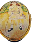 Renoir's Child with Whip (09/6458) 2.87" Oval. Inside Lid: "Pierre Auguste Renoir's 'Child with a Whip' Painted in 1885, this enchanting portrait is of Etienne Goujon, the four-year-old son of a senator. Renoir particulary enjoyed painting young children.