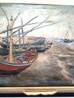 Van Gogh's Boats (Halcyon Days) 2.87" x 2" x 1" Freehand painted. Inside Lid: "'Fishing Boats On The Beach At Saintes-Maries-De-La-Mer' 1888 by Vincent van Gogh 1858 - 1890" Limited Edition 3. Exclusively made for Cameron & Smith Ltd. 