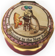 Winnie the Pooh Welcome to the New Baby Halcyon Days (01/6497) 1.62" diameter. 
