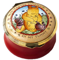 WTP "It Tastes Yummy in my Tummy (01/106)  1.62" diameter. Inside lid: "A hunny sort of day".