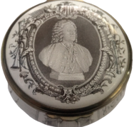 Bilston & Battersea Johann Sebastian Bach 2.25" diameter. Antiqued silver metal color. Limited Edition with Certificate of Authenticity.  