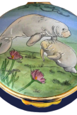 Manatees (Crummles)  2.25" diameter. Base: "HANDPAINTED EXCLUSIVELY FOR CAMERON & SMITH BY CRUMMLES & CO. LTD. LIMITED EDITION"