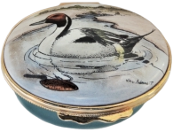 Northern Pintail Duck (02/Halcyon) 2.12" Oval. Inside Lid: "Northern Pintail (Male symbol) ANAS ACUTA ACUTA"