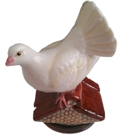Fantail Dove (Halcyon Days)  2.5" tall. Bottom: Dove w/message.
