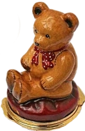 Teddy (01/3938)  3" tall. Made of all enamel.  Picture depicts two sides and the bottom. 
