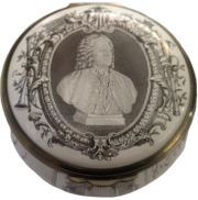 Bilston & Battersea Johann Sebastian Bach 2.25" diameter. Antiqued silver metal color. Limited Edition with Certificate of Authenticity.  