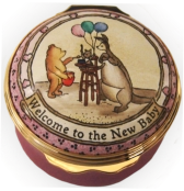 Winnie the Pooh Welcome to the New Baby Halcyon Days (01/6497) 1.62" diameter. 