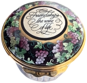 Friendship the wine of life - Halcyon Days (18/3944) 1.75" diameter hinged lid