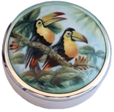 Toucans Paperweight (APWR-KBT)    3.14" diameter.  Hand painted by Nigel Creed. Limited Edition of 30.