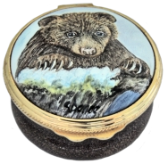 Brown Bear (PQ-BB) 1.25" diameter. Freehand painted by Sandra Dance. Limited Edition of 75.