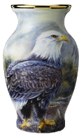 Americna Bald Eagle -  Tribute Vase to the Late Bob Smith (MT-ABE) 3.93" tall. Freehand painted by Nigel Creed.  Limited Edition of 25.
