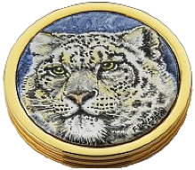 Snow Leopard 2012 Coin (V-SL) 1.89" diameter. Limited Edition of 50. Freehand painted by Fiona Bakewell. 
