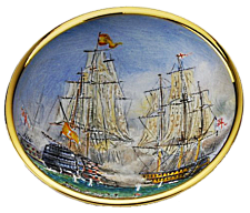 HMS Conqueror Bowl (HMS-C)  2.55" diameter. Freehand painted by Peter Graves. Limited Edition of 25.