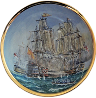 HMS Bellerophan Bowl (HMS-B) 2.55" diameter. Free hand painted by Peter Graves. Limited Edition of 25
