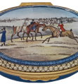 Winterthur Point to Point 1979 (Halcyon Days) 2.5" oval .5" High. Inside Lid: "Winterthur Point-to-Point 1997" (Painted eagle) Inside base: "My soul's on fire and eager for the field"