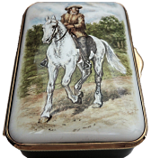 Buffalo Bill (Staffordshire) 3"L x 2"W. Freehand painted by C.Highman. Inside Lid: Col. William F. Cody (Buffalo Bill) 1889 by Rose Bonheur(1882 - 1899) Exclusively made for Cameron & Smith. Limited Edition of 5.