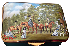 Wedgwood Family (40/503) 2.75"L x 2"W. Inside Lid: "After the George Stubb's painting of 1780 showing the Wedgwood family in the grounds of Etruria Hall. Completed while Stubbs was in residence at Etruria...... Limited Editon of 500.