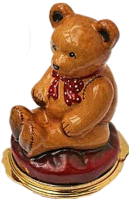Teddy (01/3938)  3" tall. Made of all enamel.  Picture depicts two sides and the bottom. 