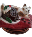 Kitten & Christmas Pudding. Halcyon (46/W280)  2" x 1". 