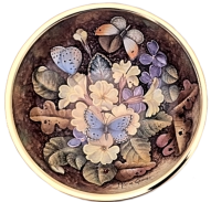 Butterfly Oasis (AB1-B)   4.5" diameter. Freehand painted by Marie Graves. Limited Edition of 25.
