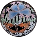 Lidded Butterfly Mini Bowl (EB2-B) 2.5" diameter. Freehand painted by Angela Roberts. Limited Edition 20. Screw top