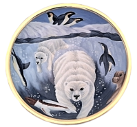 Polar Bear Bowl (AB1-PB)  4.5" diameter. Freehand painted by Sandra Selby. Limited Edition of 25.