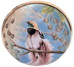 Lidded Birds of Paradise Mini Bowl. (Elliot Hall) 2.5" diameter Handpainted by Arlene Roberts. Limited Edition  20. Screw top