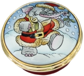 Elephant at Christmas (24/8262)  .87" diameter. Lid Screws On/Off. 