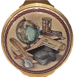 Graduation Round Halcyon Days (01/4887)  1.62" Diameter. Hinged Lid