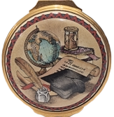 Graduation Round Halcyon Days (01/4887)  1.62" Diameter. Hinged Lid