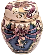 Honeysuckle Ginger Jar Dated Trial - Freehand painted by Angela Roberts.  2" H