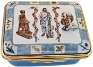 Medical Box (64/9068) 2" x 1.5" x .5"  Inside Lid: scroll & caduceus Painting. 